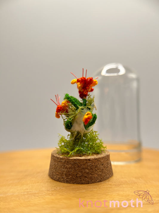 daylily skull micro crochet cloche jar