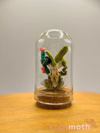 cacti skull micro crochet cloche jar