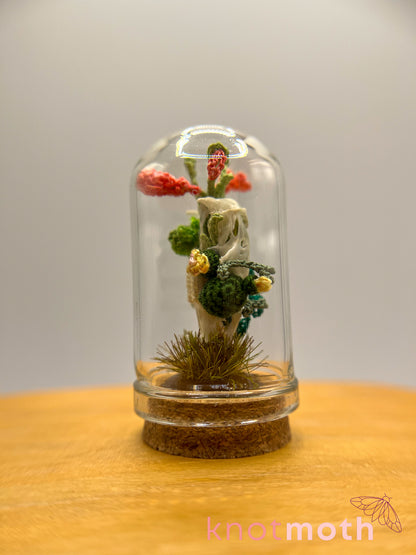 cacti & flowers skull micro crochet cloche jar