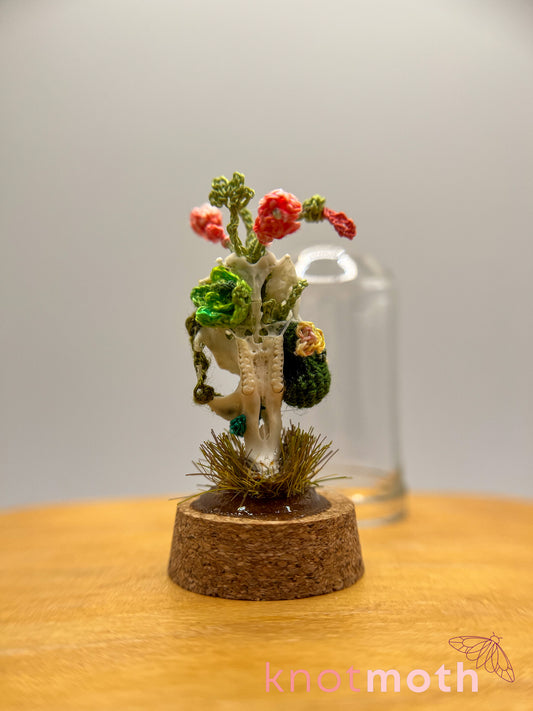 cacti & flowers skull micro crochet cloche jar