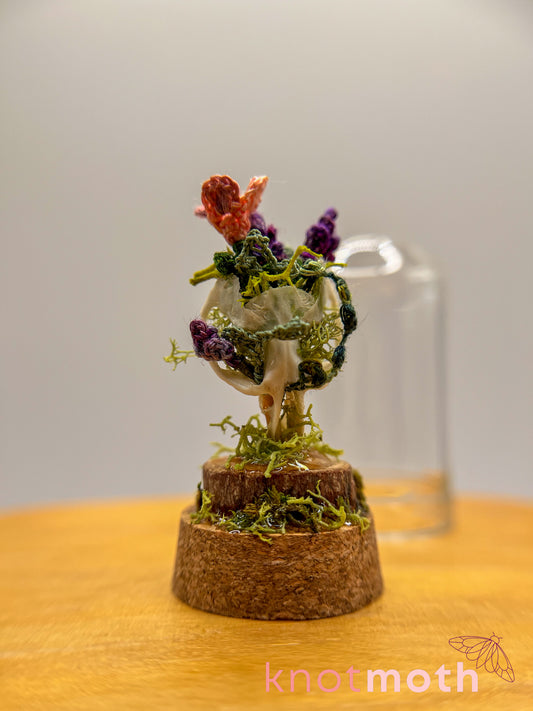lavender & primrose skull micro crochet cloche jar
