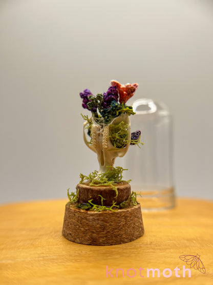 lavender & primrose skull micro crochet cloche jar