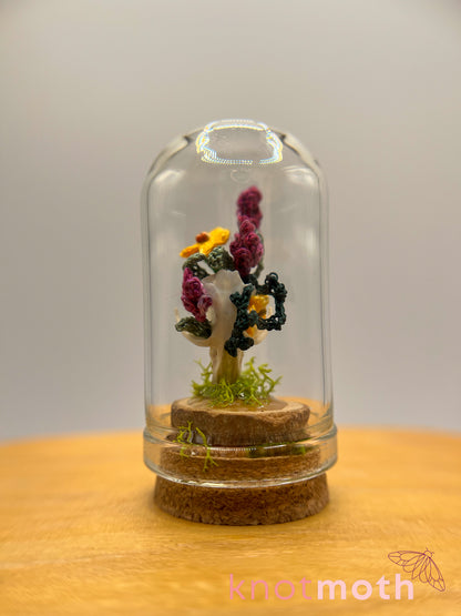 lavender & calendula skull micro crochet cloche jar
