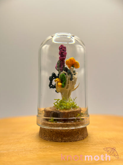 lavender & calendula skull micro crochet cloche jar