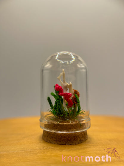 gladiolus & leg bone micro crochet cloche jar