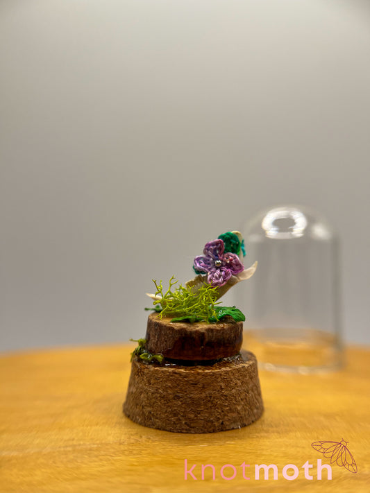 violets & jawbone micro crochet cloche jar