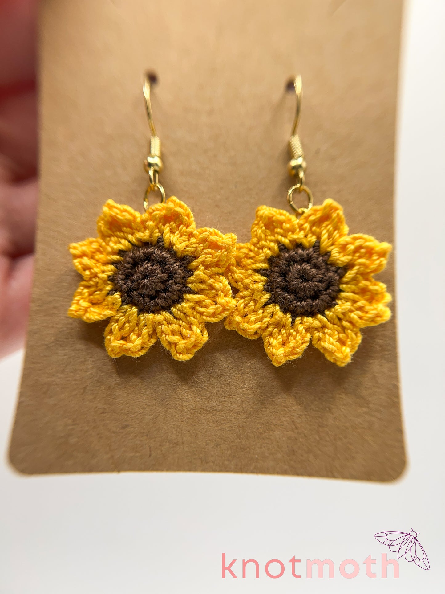 sunflower micro crochet earrings