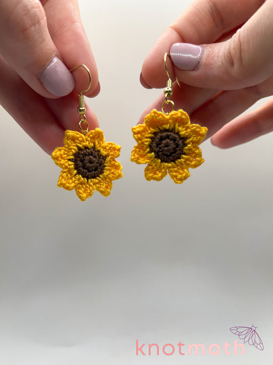 sunflower micro crochet earrings