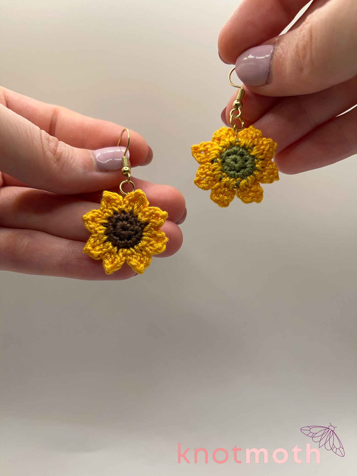 sunflower micro crochet earrings