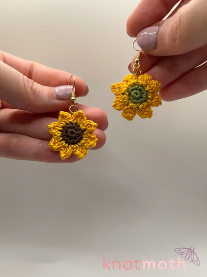 sunflower micro crochet earrings
