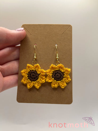 sunflower micro crochet earrings