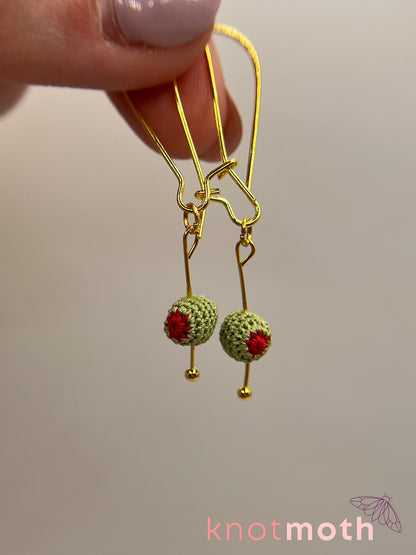 olives micro crochet earrings