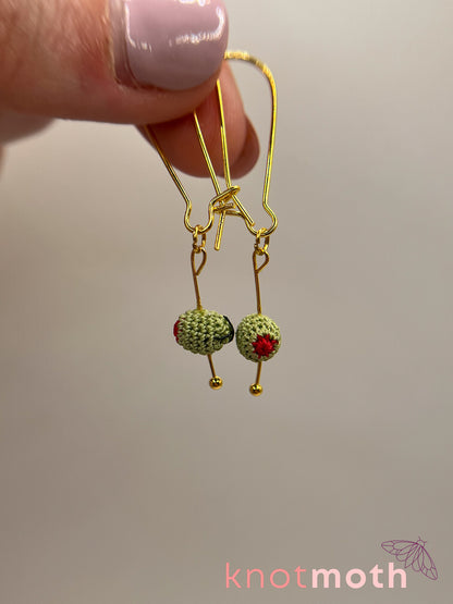 olives micro crochet earrings