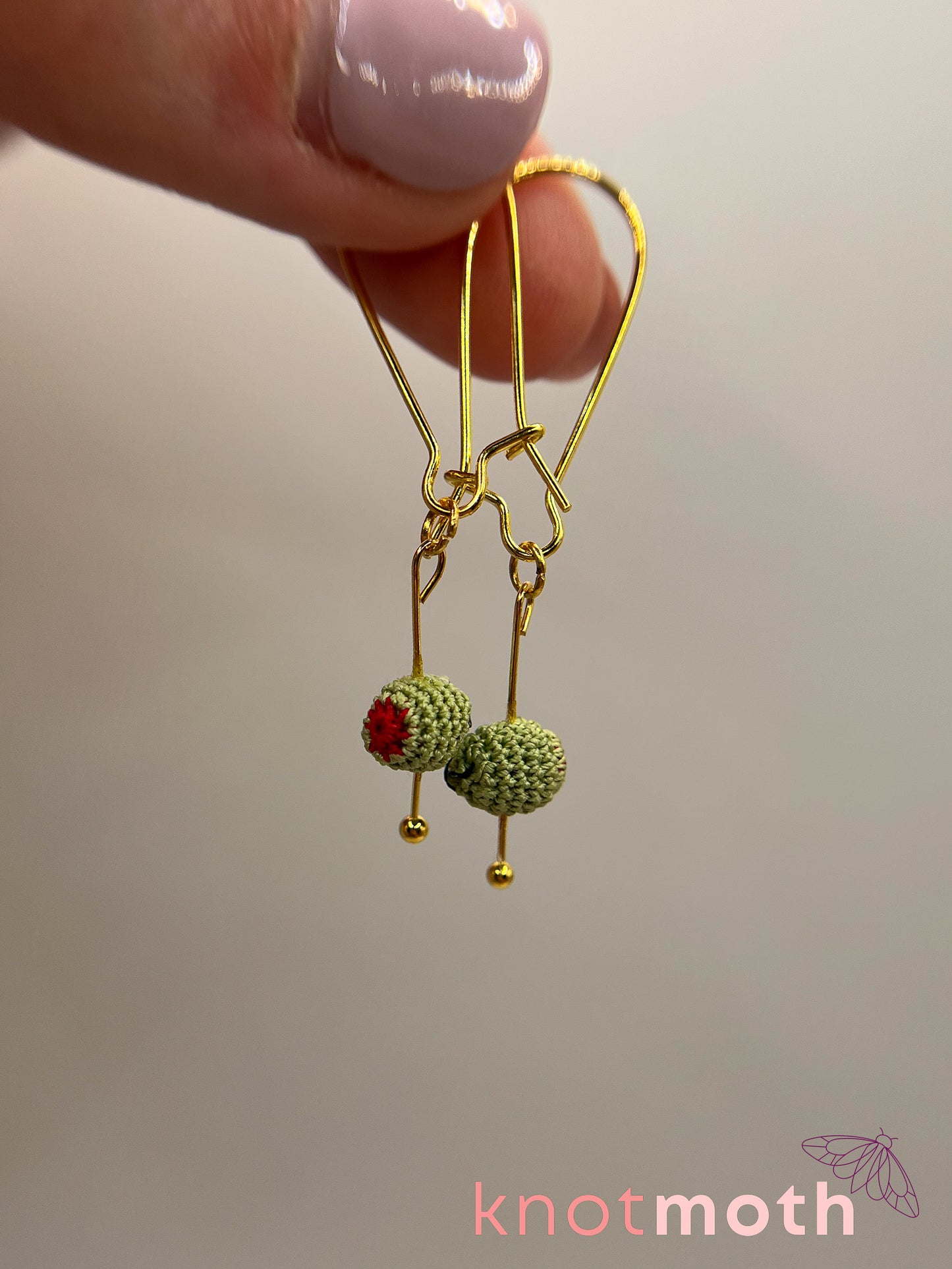 olives micro crochet earrings