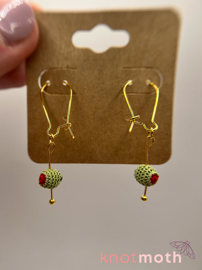olives micro crochet earrings