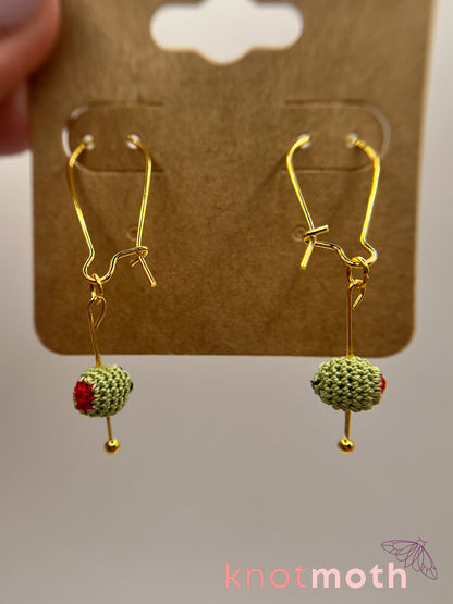 olives micro crochet earrings