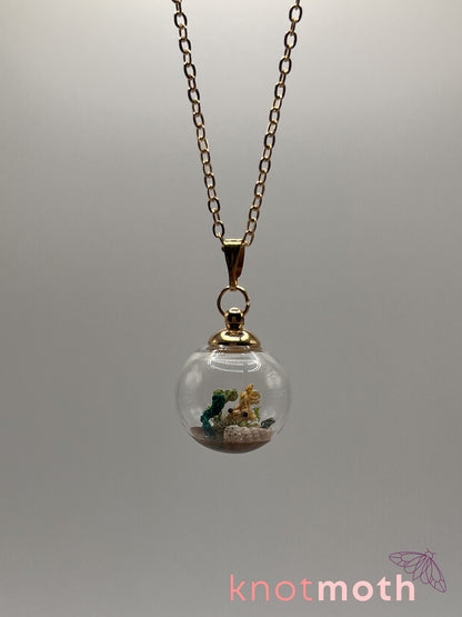 gumb goldfish bowl micro crochet necklace
