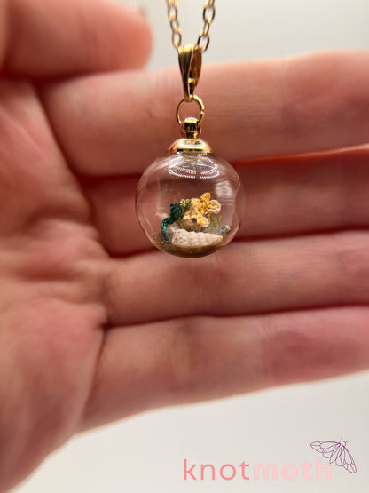 gumb goldfish bowl micro crochet necklace