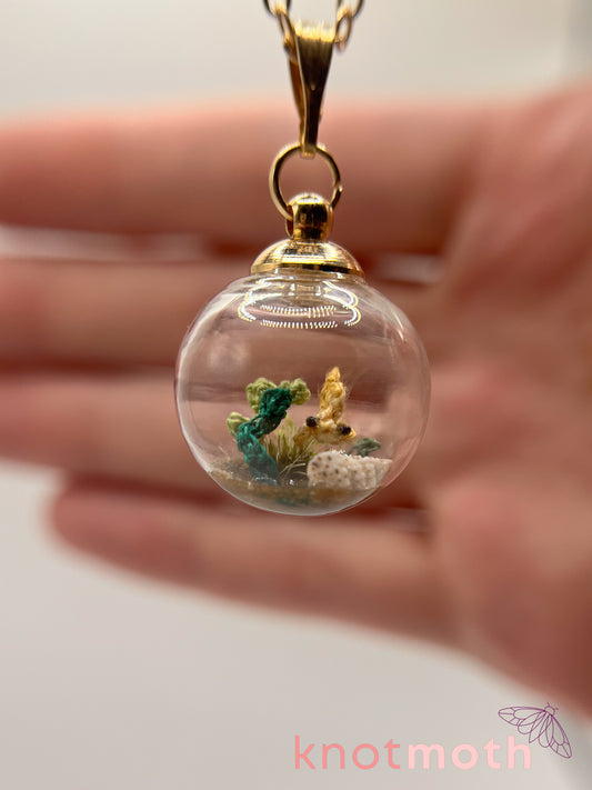gumb goldfish bowl micro crochet necklace
