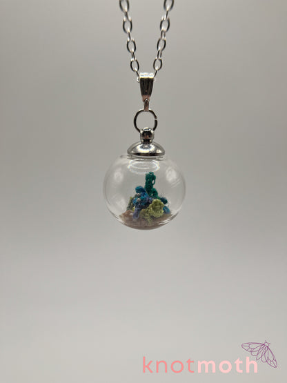 benny beta fish micro crochet globe necklace