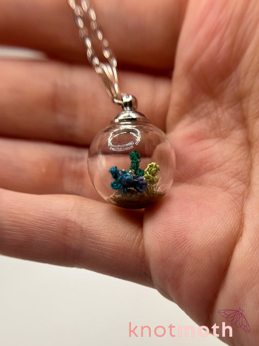benny beta fish micro crochet globe necklace