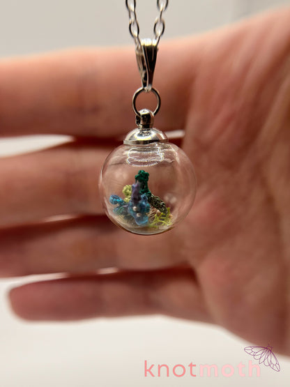 benny beta fish micro crochet globe necklace