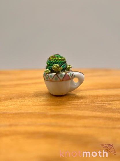 tree turtle micro crochet teacup trinket