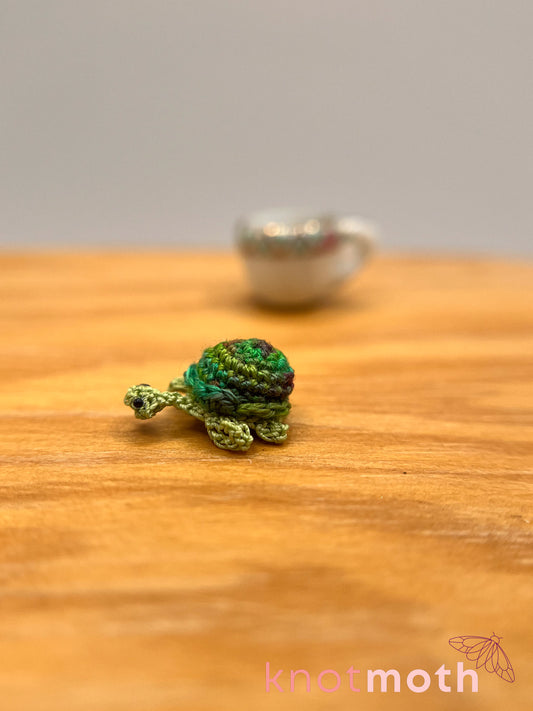 tree turtle micro crochet teacup trinket