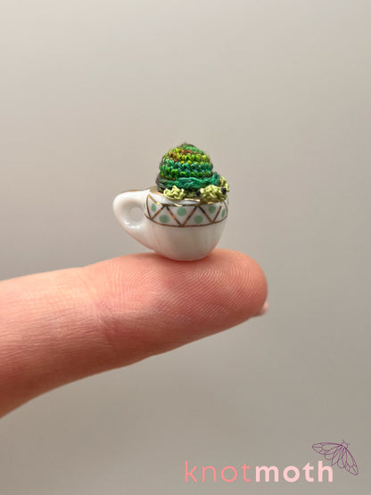 tree turtle micro crochet teacup trinket