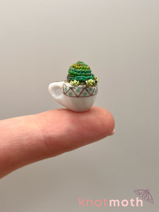 tree turtle micro crochet teacup trinket