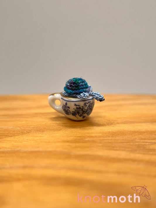 thorn turtle micro crochet teacup trinket