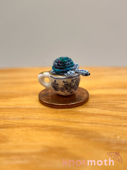 thorn turtle micro crochet teacup trinket