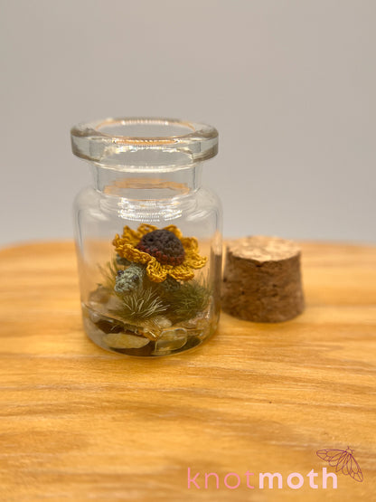 sienna sunflower turtle micro crochet jar