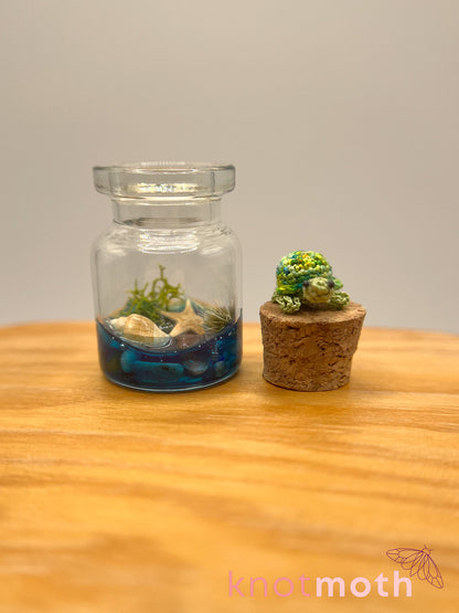 sweeney sea turtle micro crochet aquarium jar