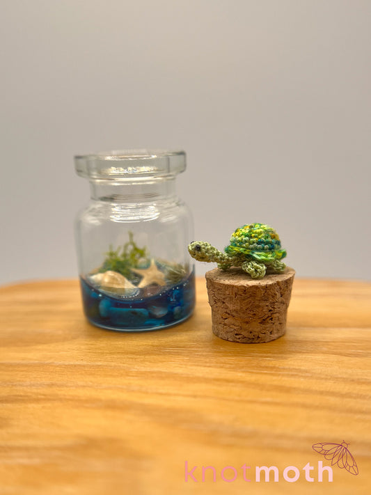 sweeney sea turtle micro crochet aquarium jar