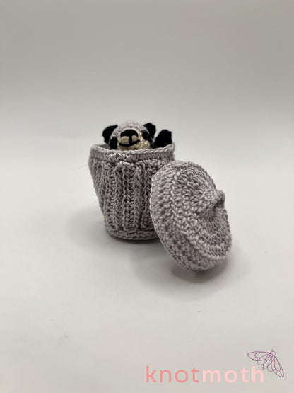 regan raccoon trash panda micro crochet trinket