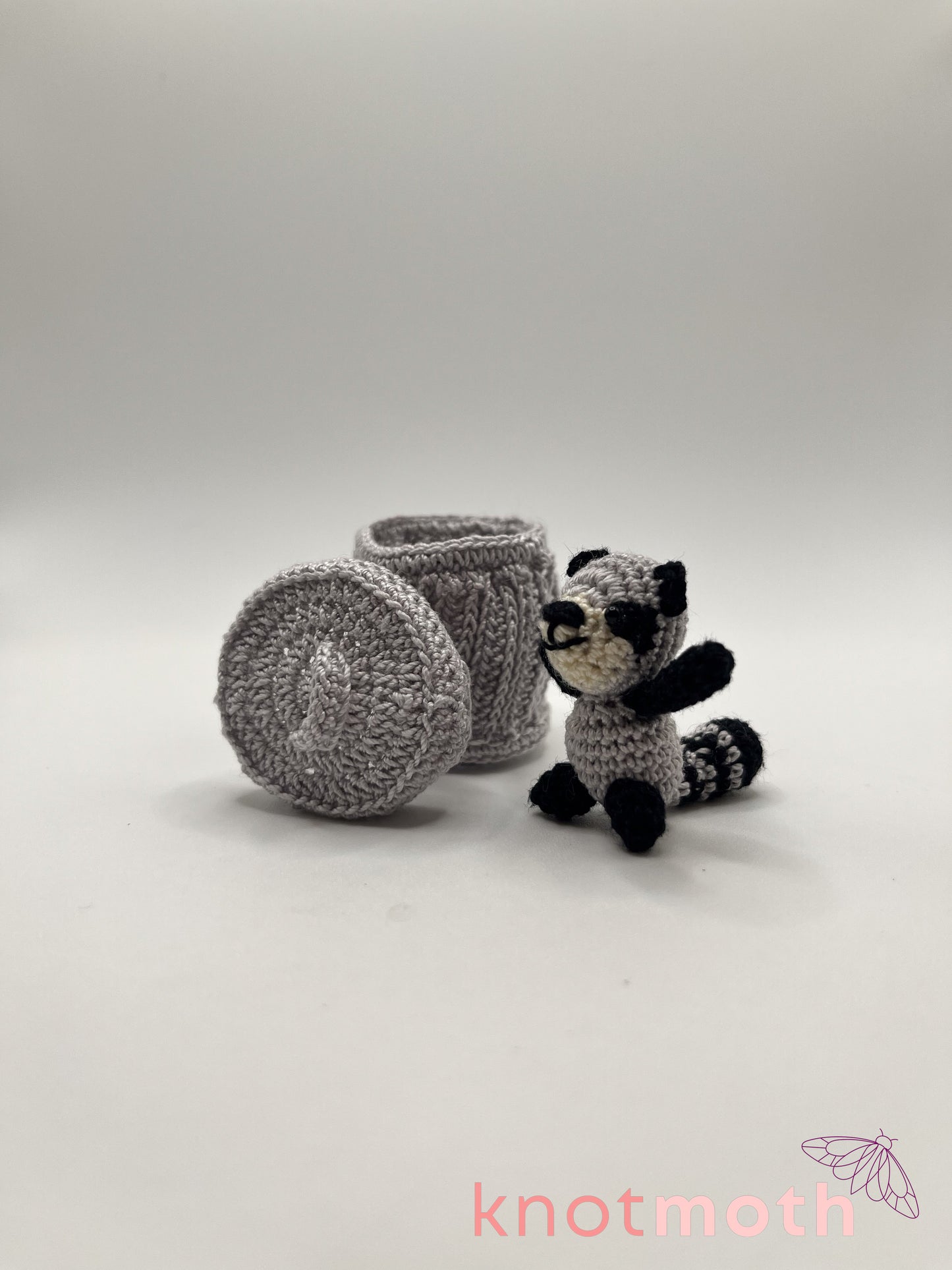 regan raccoon trash panda micro crochet trinket