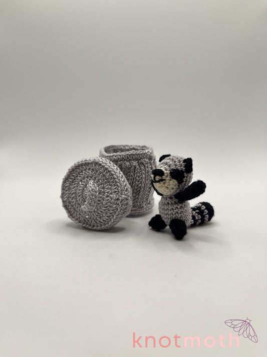 regan raccoon trash panda micro crochet trinket