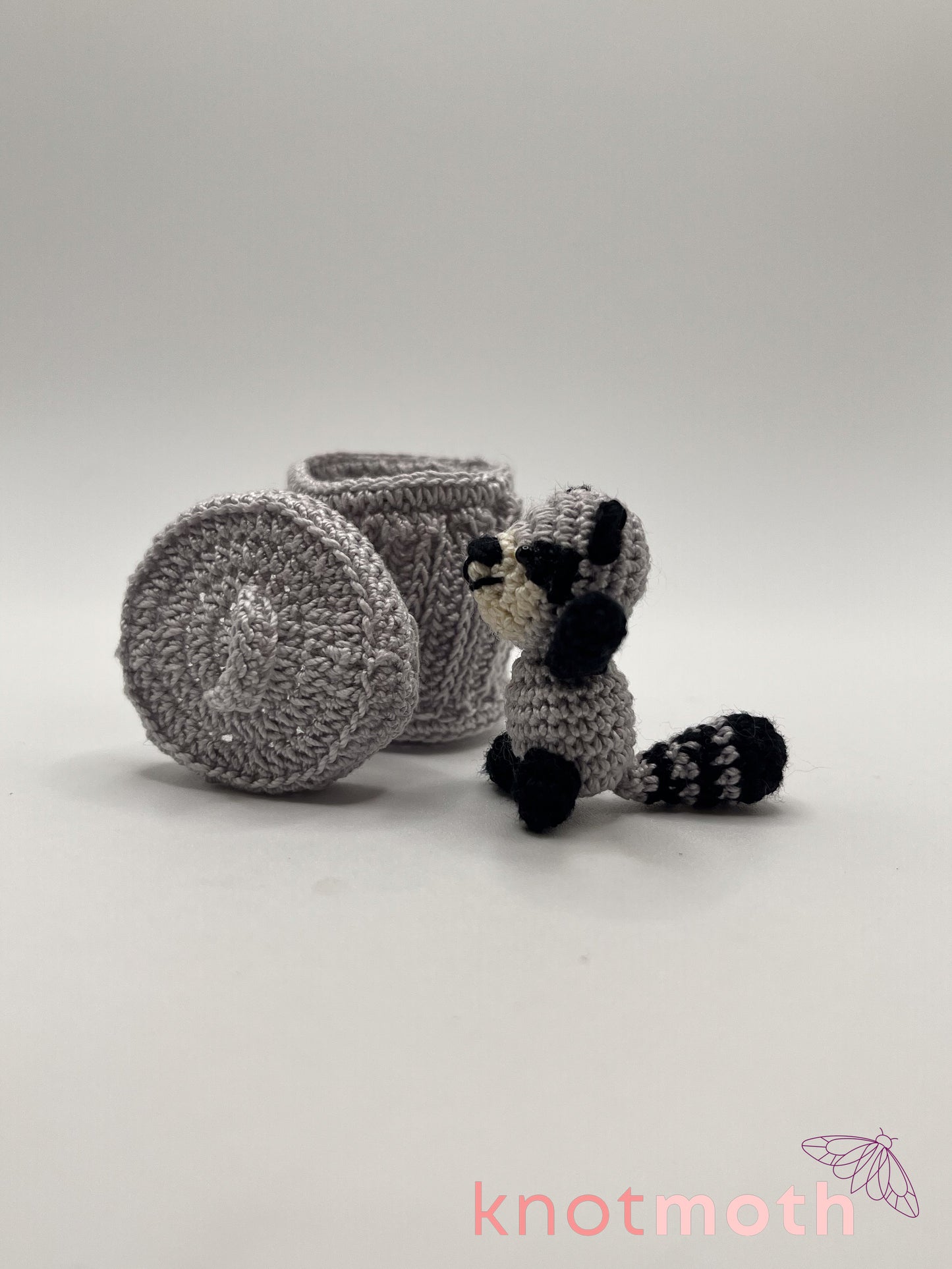 regan raccoon trash panda micro crochet trinket