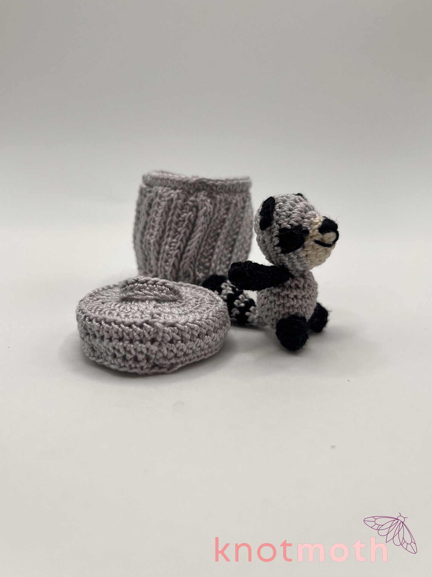 regan raccoon trash panda micro crochet trinket