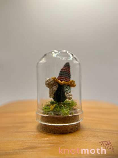 nackle the sunflower gnome micro crochet cloche jar