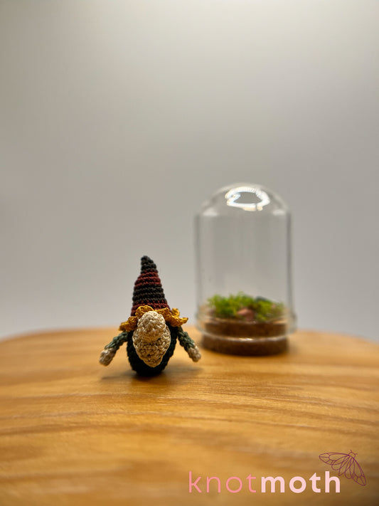 nackle the sunflower gnome micro crochet cloche jar