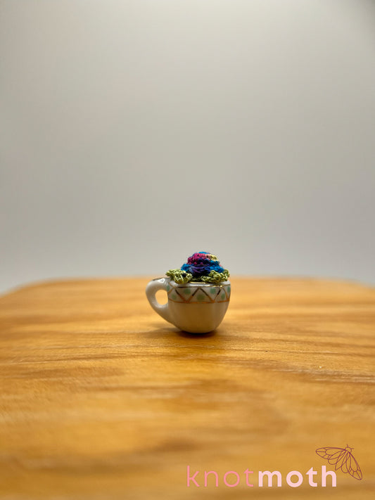 tula turtle micro crochet teacup trinket