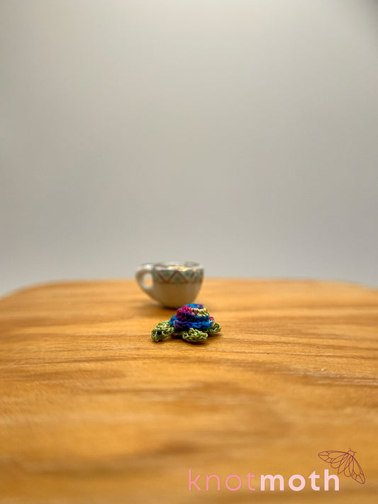 tula turtle micro crochet teacup trinket