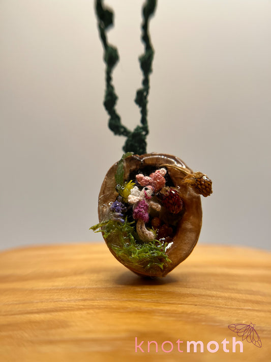 dela fairy walnut micro crochet ornament