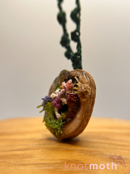 dela fairy walnut micro crochet ornament