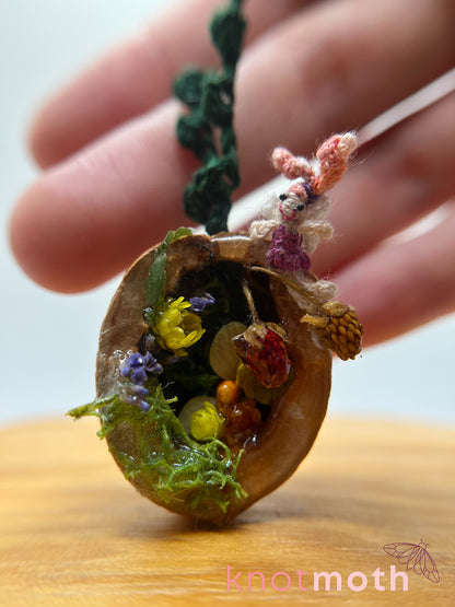 dela fairy walnut micro crochet ornament
