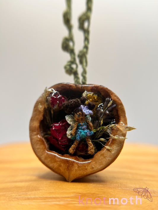 fayetta fairy walnut micro crochet ornament