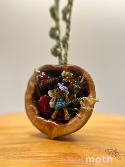 fayetta fairy walnut micro crochet ornament