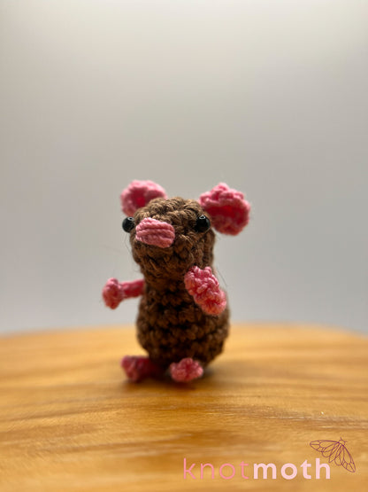 megan mouse & holey cheese micro crochet trinket